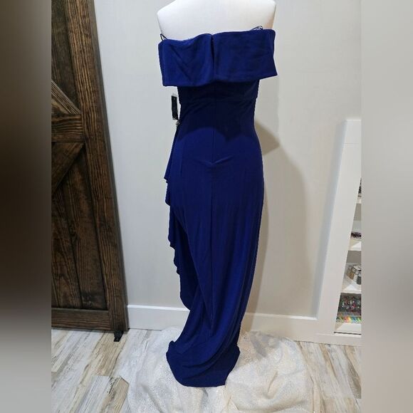 Alex Evenings Embellished Off the Shoulder Column Gown NWT size 6 Royal Blue - Picture 4 of 6